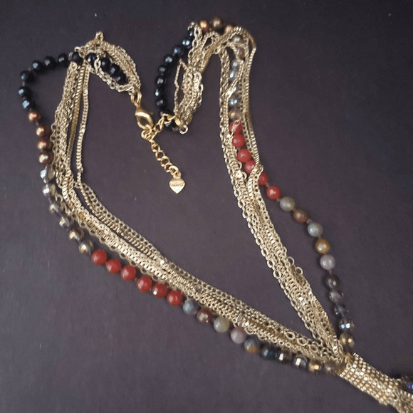 Nakamol Long Necklace with Chains and Beads - Picture 3 of 9